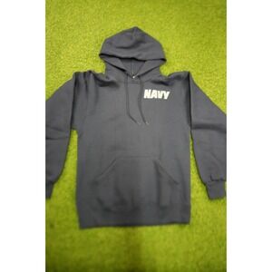US Navy Mens Small Hoodie‎ Navy Kangaroo Pocket Drawstring Long Sleeve Pullover